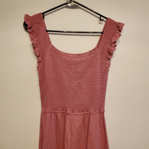 Amalli Talli Mauve Smocked Wide Leg Jumpsuit with Ruffled Straps - Picture 4 of 9